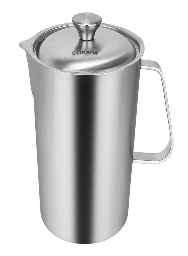 Consfly Stainless Steel Measuring Cup with Lid 2L 70 OZ, Large Mouth Graduated Beakers Metal Pitcher with Marking and Handle - Image 1